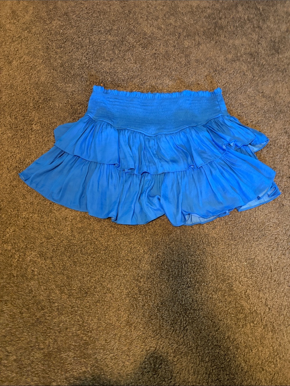 Mustard Seed Royal Blue Smocked Mini Skirt with White Trim